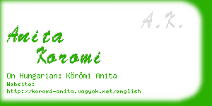 anita koromi business card